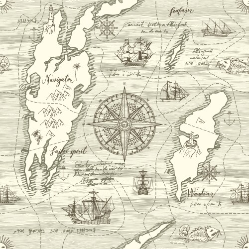Vintage Nautical Map Royalty Free Vector Image