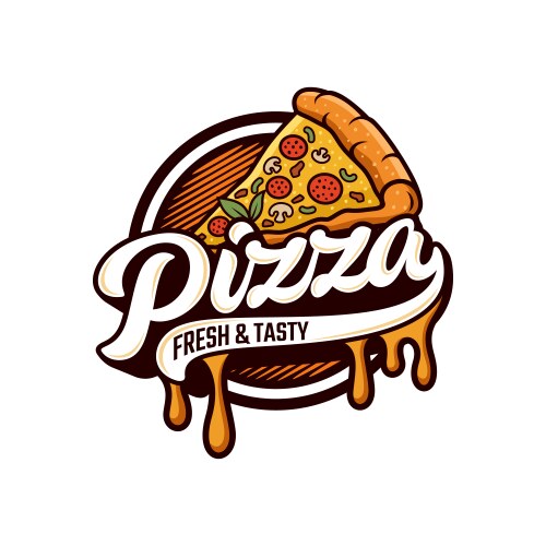 Pizzeria emblem on blackboard pizza logo Vector Image