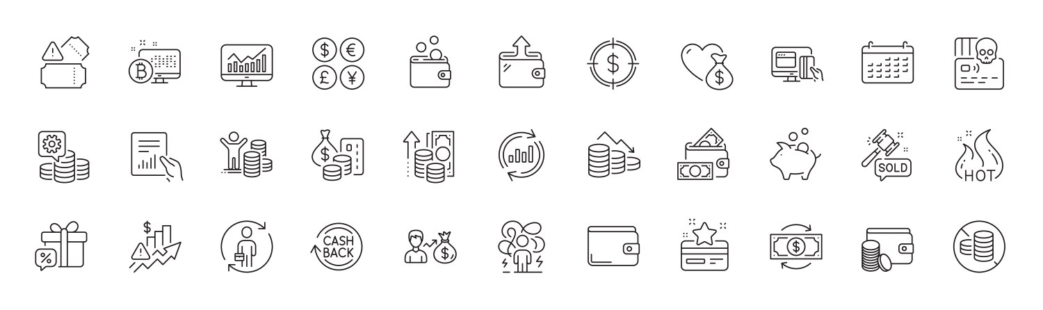 Salary inflation and sale gift line icons vector image