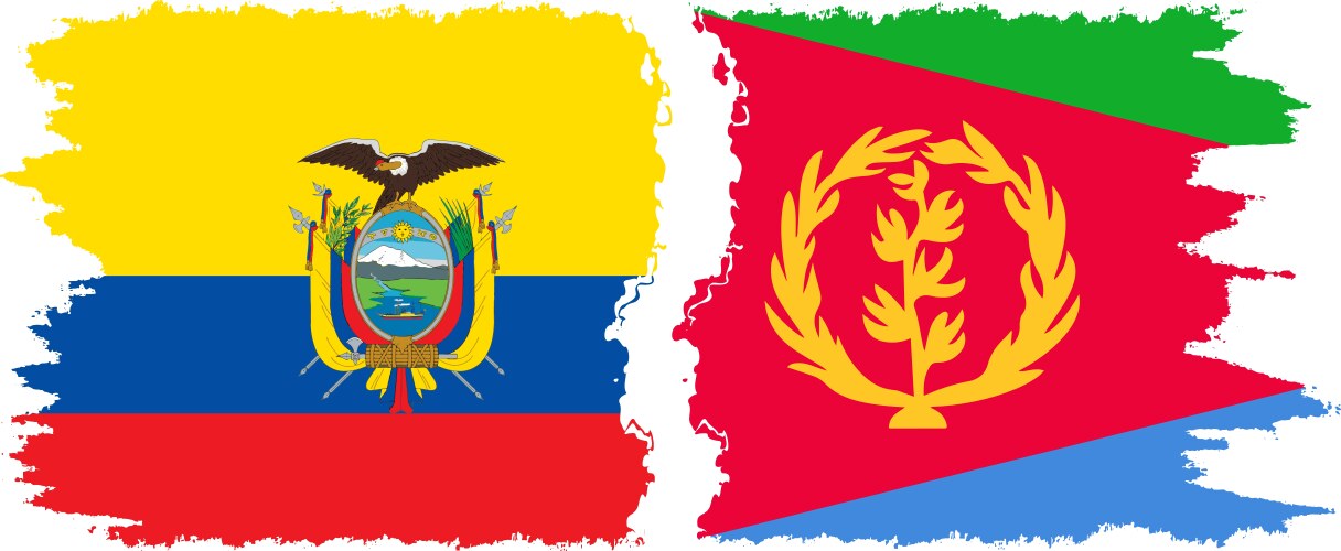 Eritrea and ecuador grunge flags connection vector image
