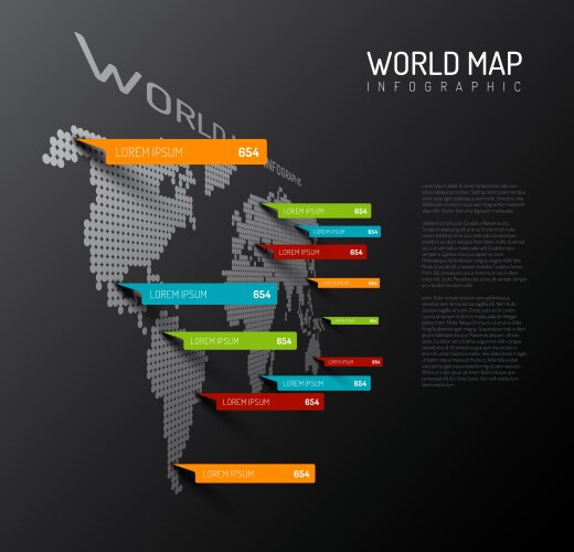 Light world map with droplets pointer marks vektorbild