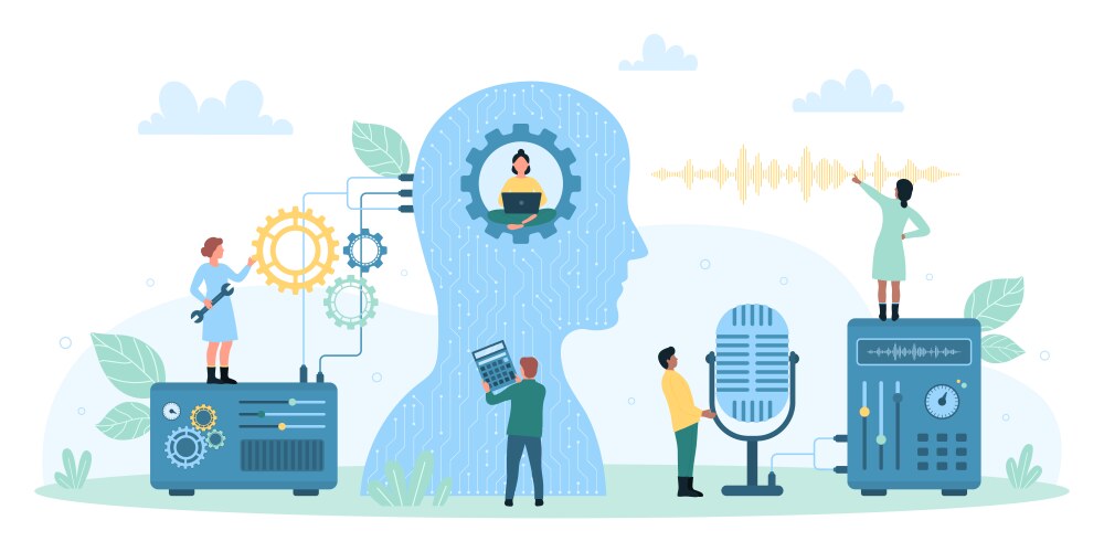People using voice recognition Royalty Free Vector Image