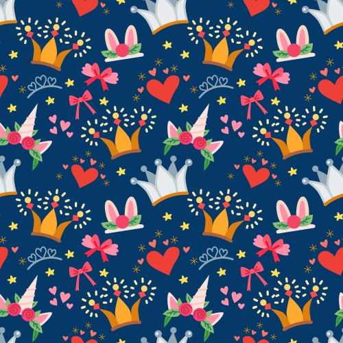 Cute Princess Crown Pattern Vector Image