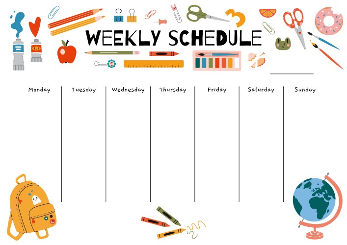 Cute weekly planner template to do list – Royalty-Free Vector | VectorStock