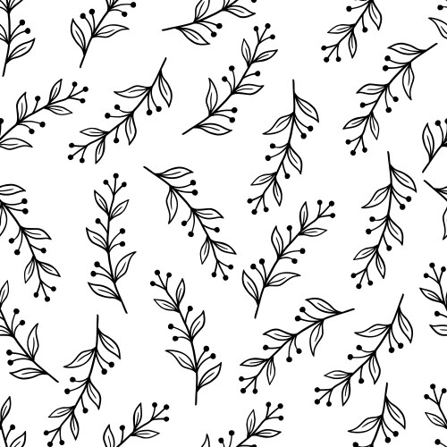 Hand drawn leaf flower seamless pattern Royalty Free Vector