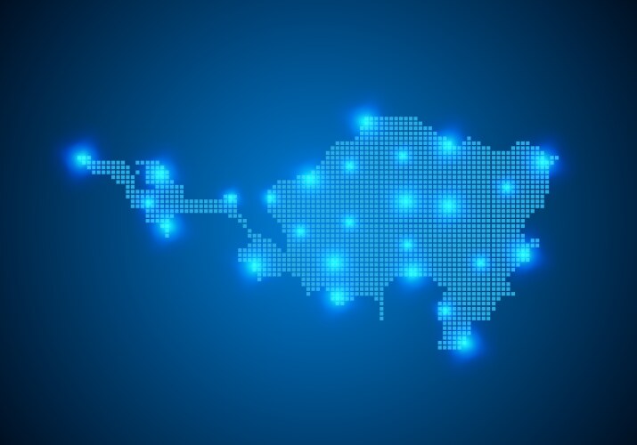 World map with technology dark blue background Vector Image