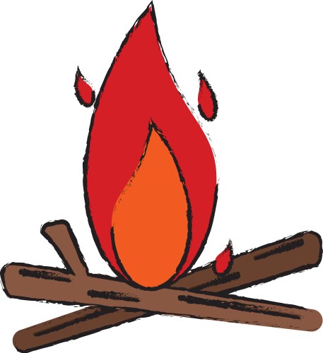 Drawing bonfire wood camping design Vector Image