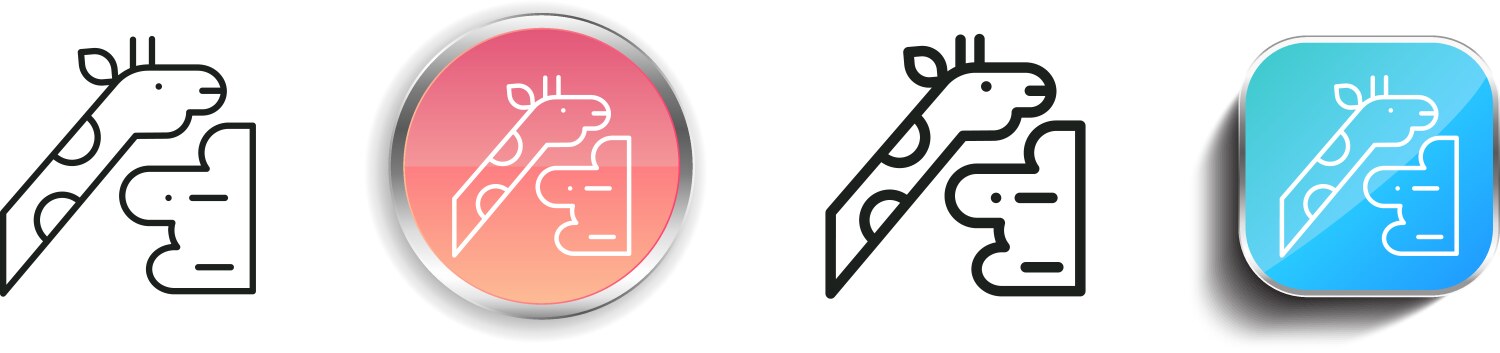 Giraffe icon thin linear regular and button style vector image