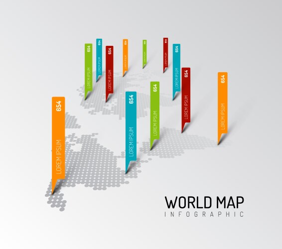 Light world map with droplets pointer marks vektorbild