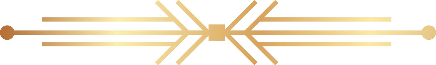 Three golden lines converging and diverging from vector image