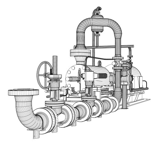 Industrial water pump machine infographics flat Vector Image