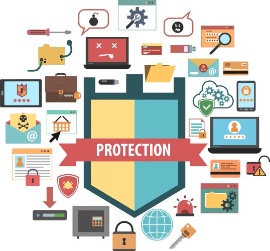 computer protection security concept icons vector image