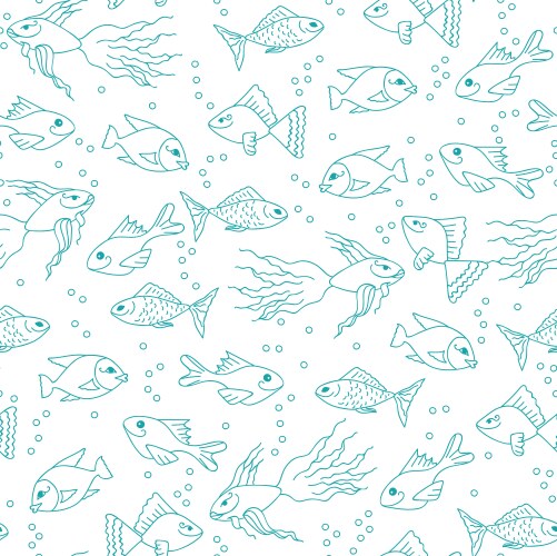 Minimal Fish Pattern School fish monochrome seamless pattern Royalty Free Vector