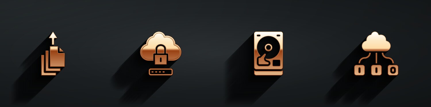 Set data export cloud computing lock hard disk vector image