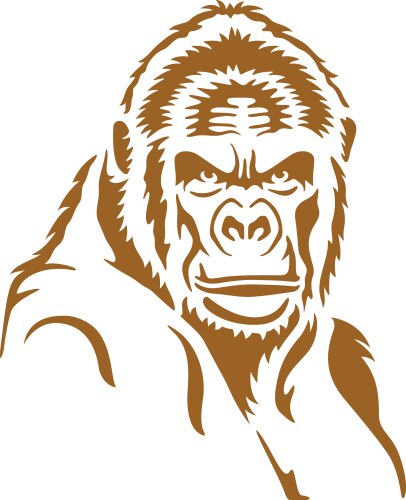 angry gorilla face printable stencil art vector image vector image