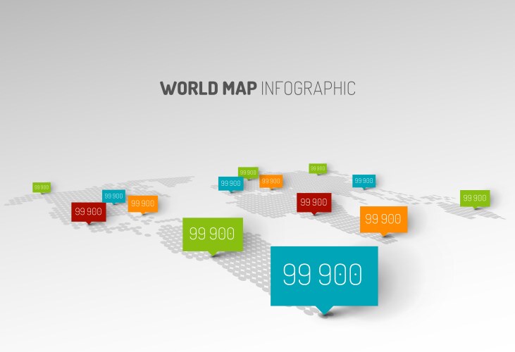 Light world map with droplets pointer marks vektorbild
