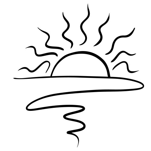 Sunset or sunrise icon on white background Vector Image