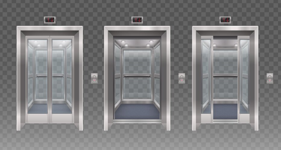 metal elevator doors set vector image