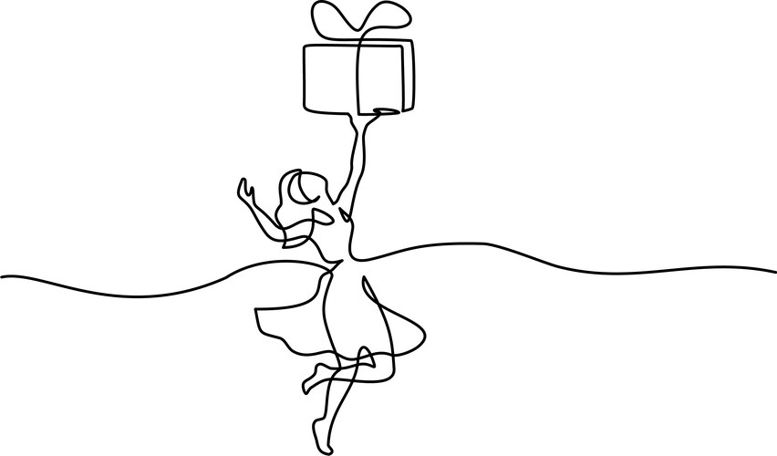 Elegant Woman with Gift Box Vector Image