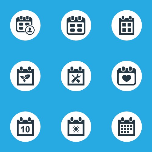 Set of simple calendar icons elements date block vector image