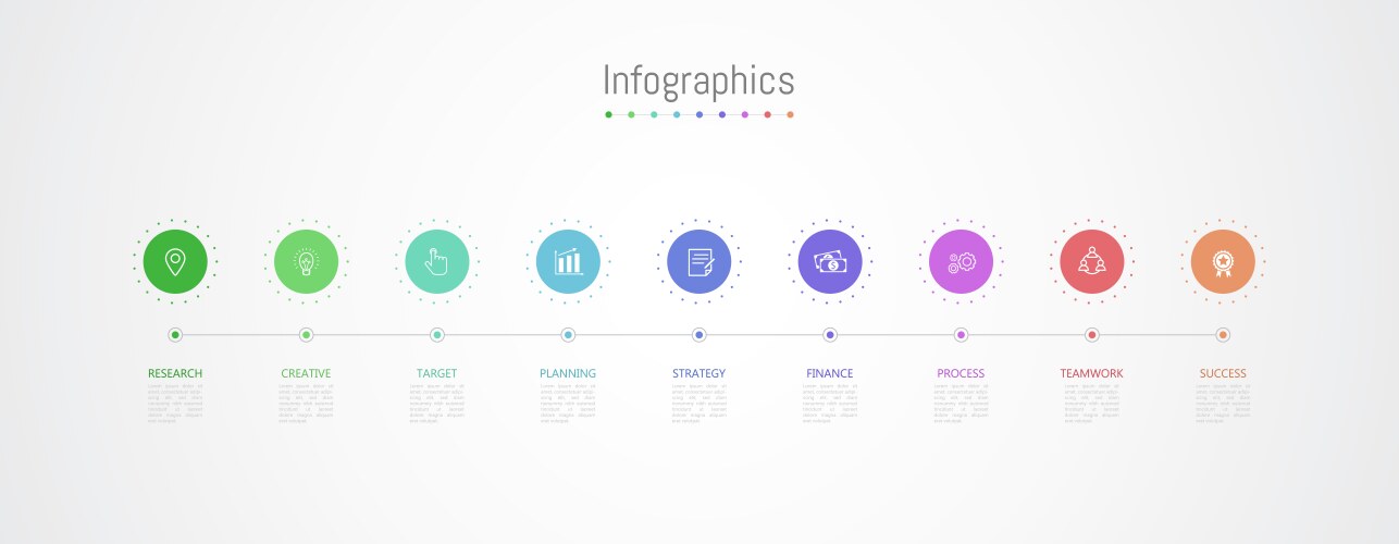 Infographic 9 options design elements Royalty Free Vector