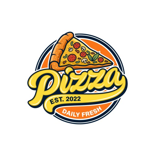 Pizzeria emblem on blackboard pizza logo Vector Image