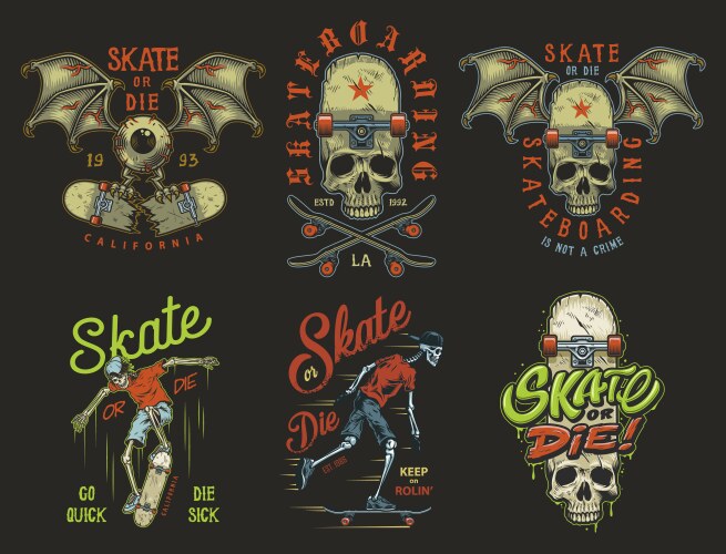 Vintage Skateboarding Emblems Vector Image