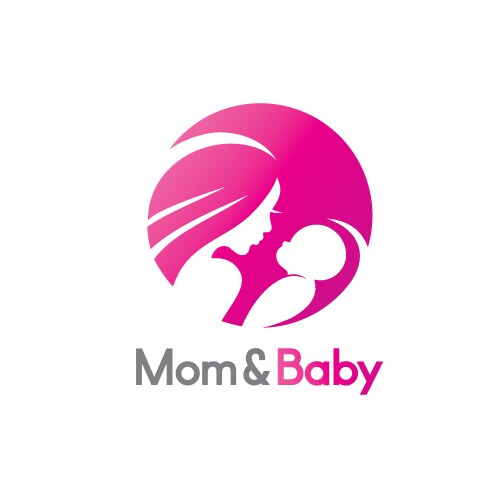 mom and baby stylized symbol logo or emblem vector image vector image