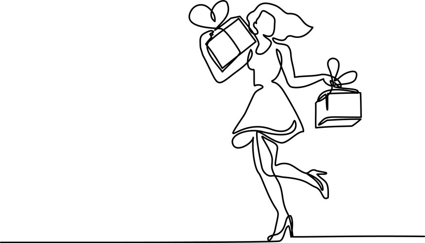 Elegant Woman with Gift Box Vector Image