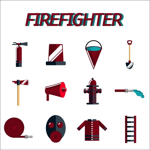 Firefighter flat collage Royalty Free Vector Image