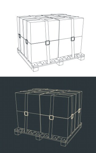 packaged cargo on pallet vector