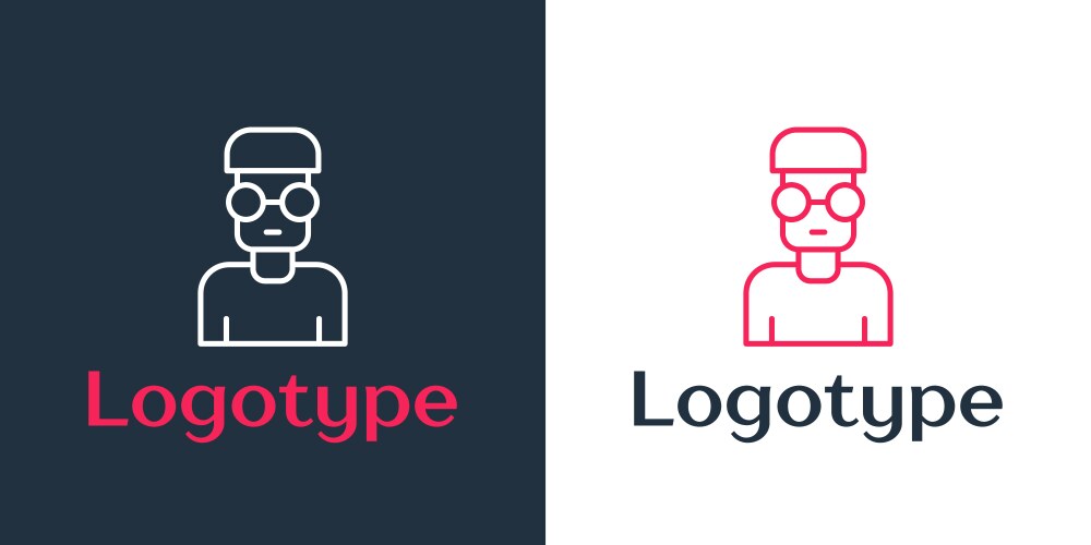 Logotype line nerd geek icon isolated on white vector image