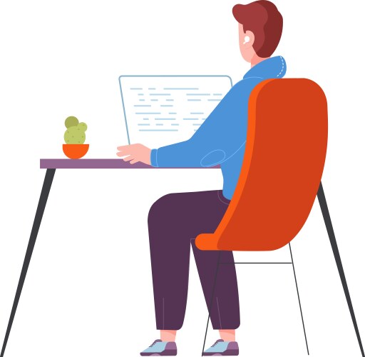 Man looking on code computer screen programmer vector image