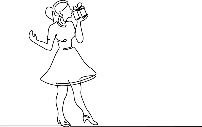 Elegant Woman with Gift Box Vector Image