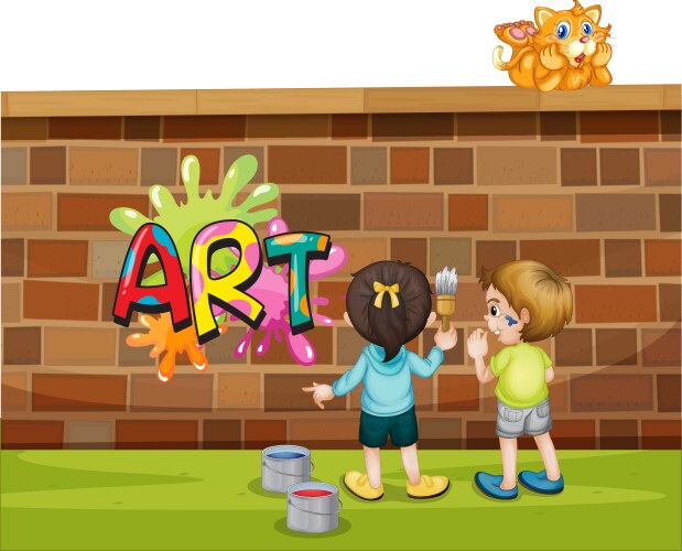 font design for word art with kids painting vector image