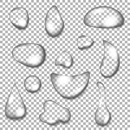 Realistic waterfalls on transparent background set