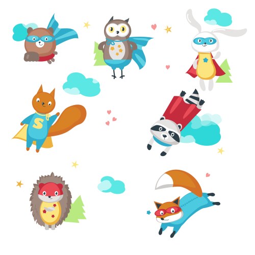 Superhero animals isolated vector image