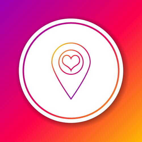 Color line map pointer with heart icon isolated vector image