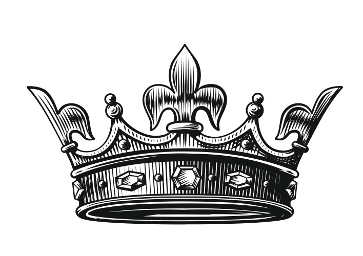 Crown black and white king queen 6 Royalty Free Vector Image