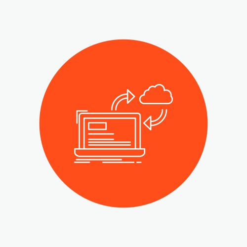 Sync processing data dashboard arrows white line vector image