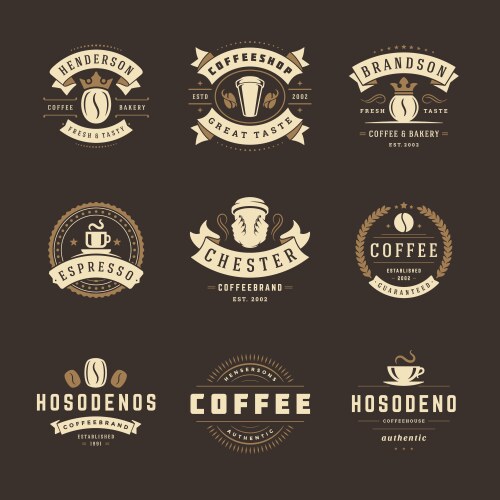Coffee shop logos design templates set Vector Image