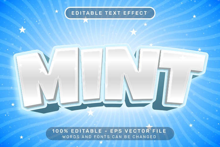 Mint 3d text effect and editable Vector Image
