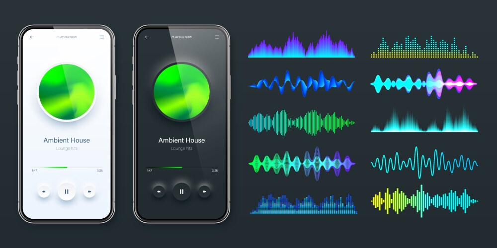 online audio player user interface smartphone app vector