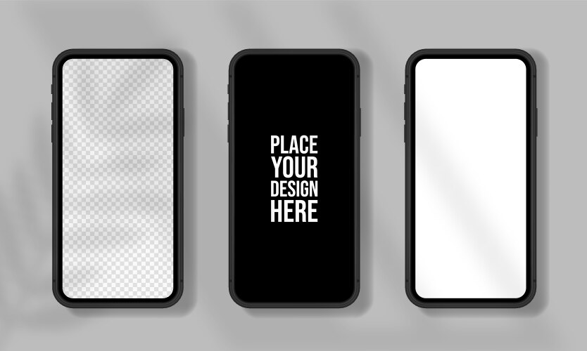 Realistic smartphone mockup set mobile phone vector image