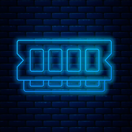 Glowing neon line ram random access memory icon vector image