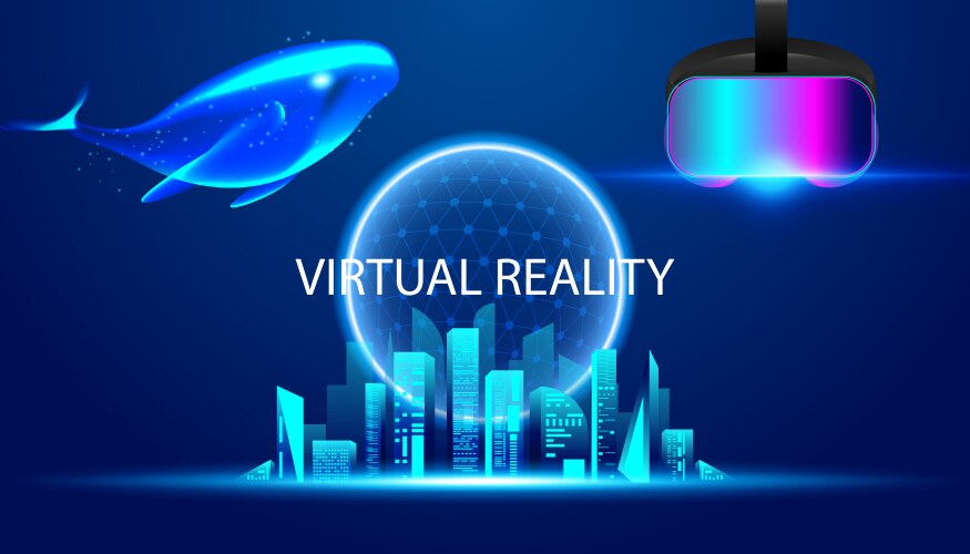 Abstract virtual reality smart city vr glasses vector image