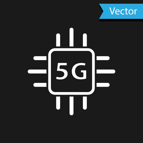 White computer processor 5g with microcircuits cpu vector image