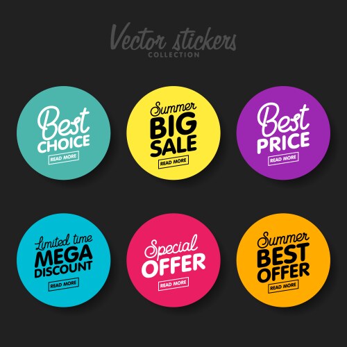 set modern colorful labels for greetings vector image