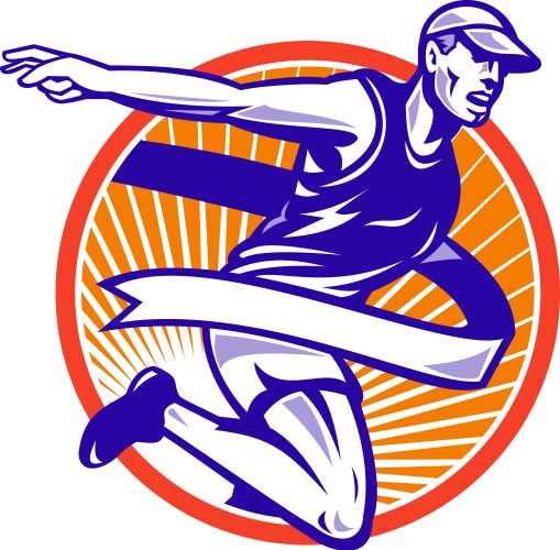 marathon runner shield vector image