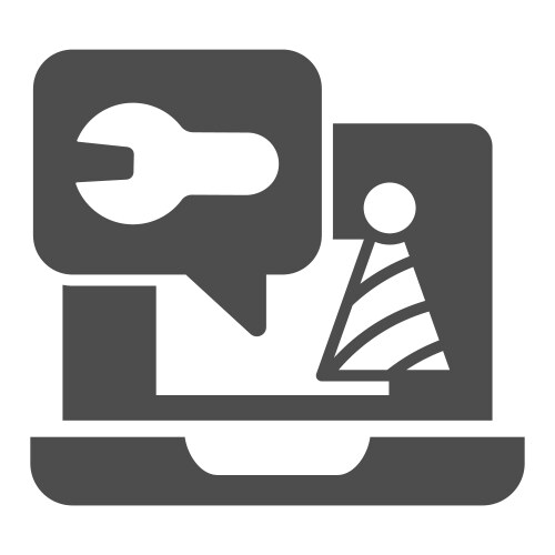 Notebook with wrench and traffic cone solid icon vector image